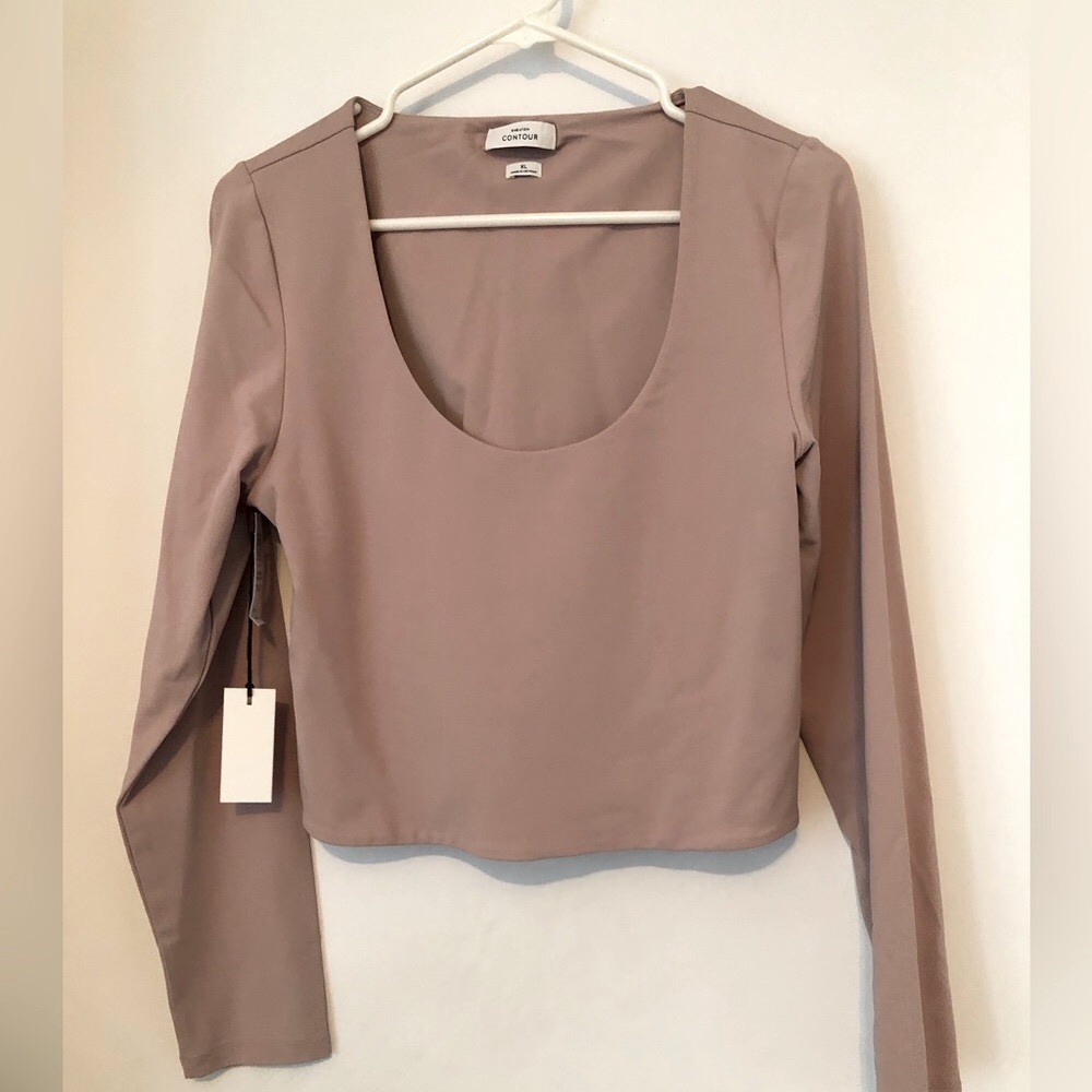 Babaton dark tan  Long Sleeve Top. New!